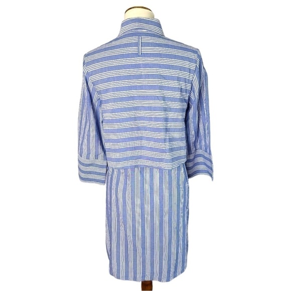 KAL Rieman Striped Cotton Tiered Shirt Dress Blue Small S - Picture 6 of 10